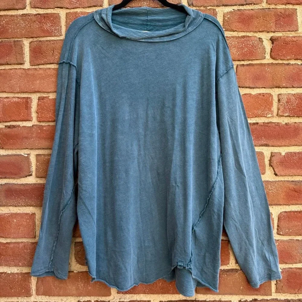 Free People We The Free Women’s Long Sleeve Regan Tee blue XL NEW